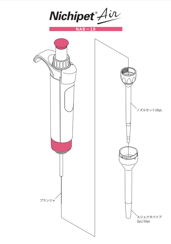 公式サイト ニチリョー ニチペット エアー 容量可変タイプ 1000〜10000uL オレンジ 00-NAR-10000